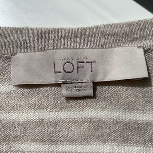 AnnTaylor Loft XS cream striped sweater 100% cotton- biodegradable